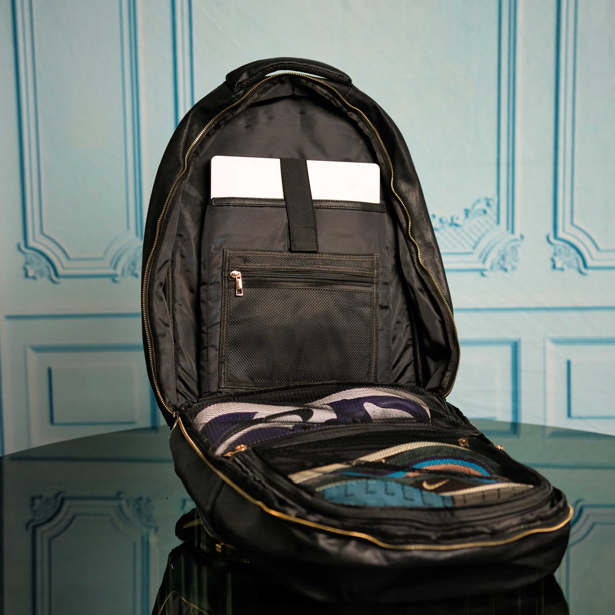 Black Leather Commuter Bag