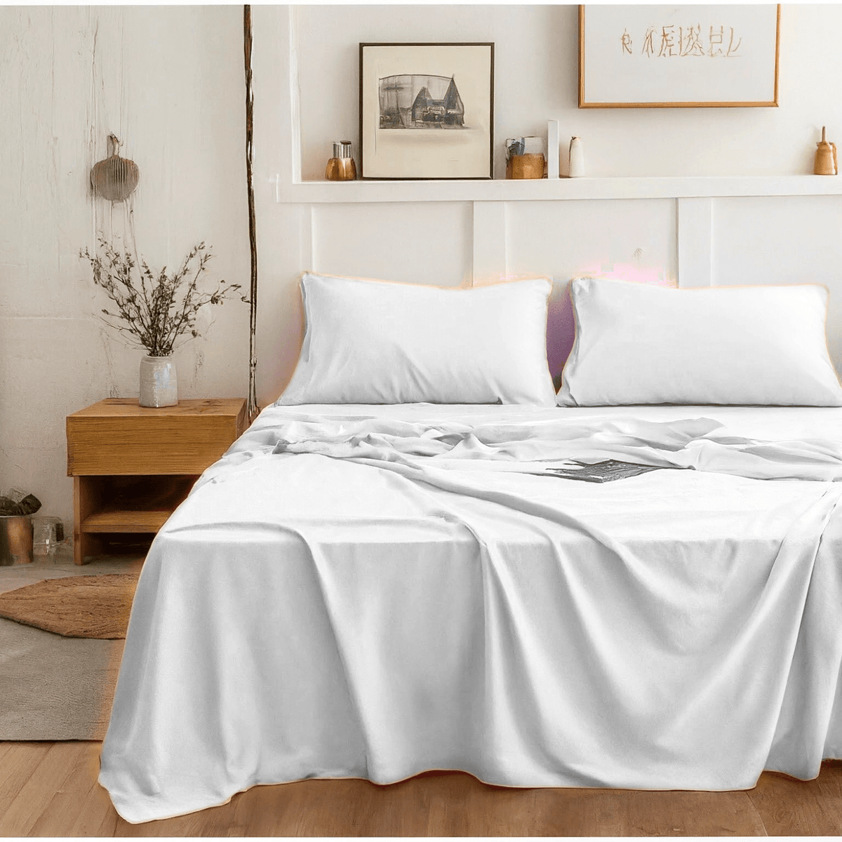 Tache Microfiber Cloud White Bed Sheet Set (505-CW-BSS)