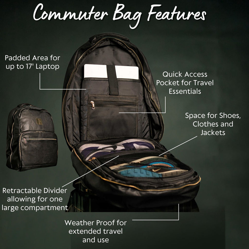 Black Leather Daily Commuter Bag XL