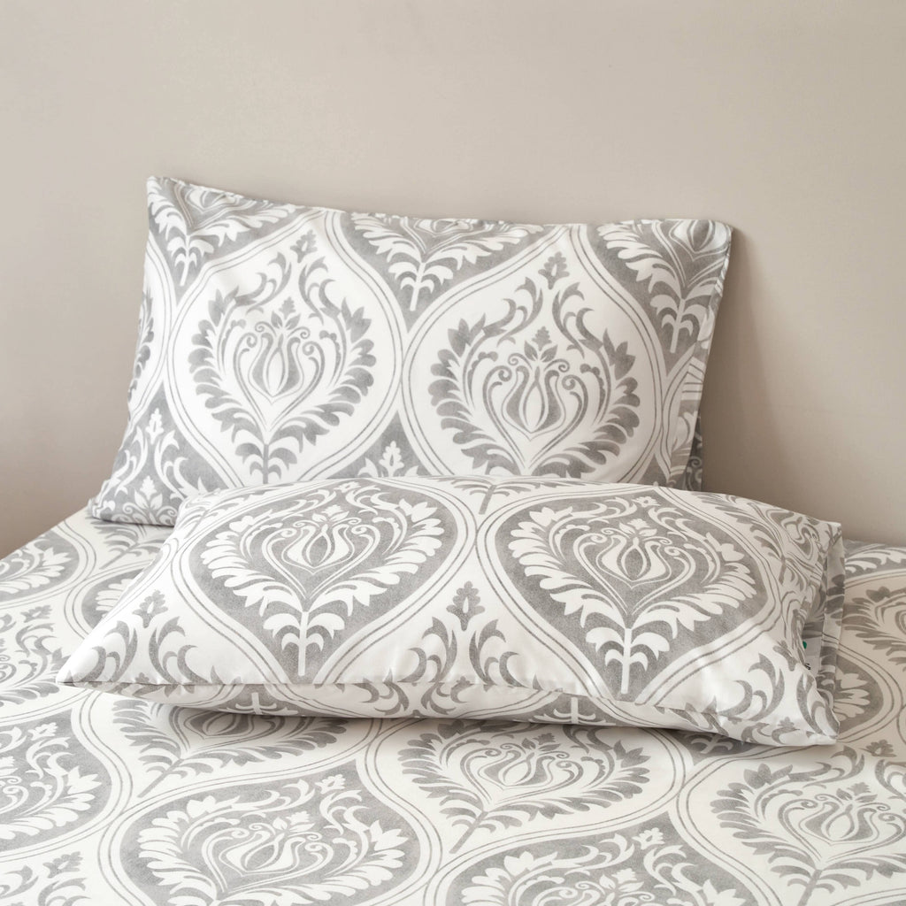 Tache Dreamy Moon Sky Ogee Damask Heather Gray White Bed Sheet Set (TB300)