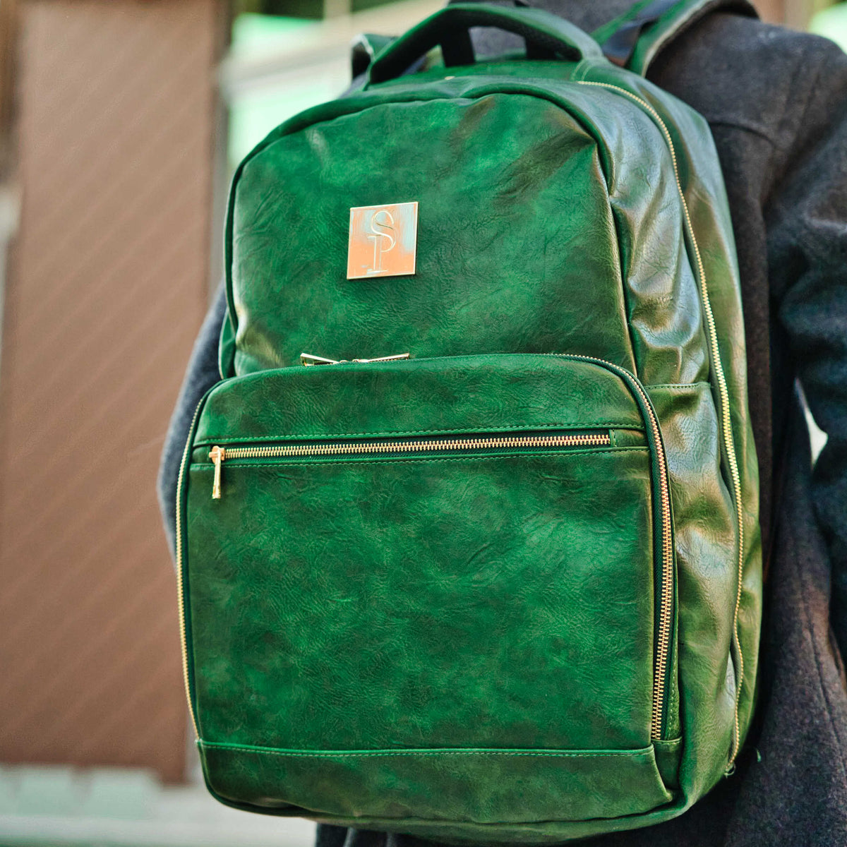 Emerald Green Leather Commuter Bag (XL Design)