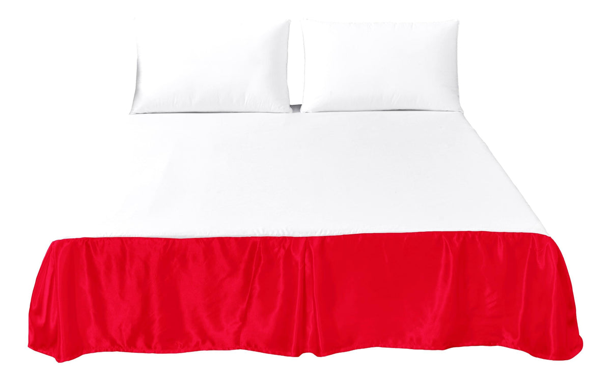 Tache Satin Romantic Bright Red Glam Platform Tailored 14" Bed Skirt Dust Ruffle (HY4174)