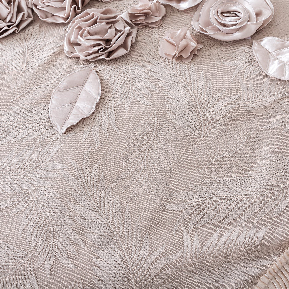 Tache Satin Floral Lace Ruffle Crème Beige Sweet Victorian Luxurious Comforter Set (MZ002C)