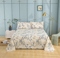 Tache Poplin Cotton Elegant Leaf Vine Cream Beige Fitted Sheet / Flat Sheet (JHW-842)