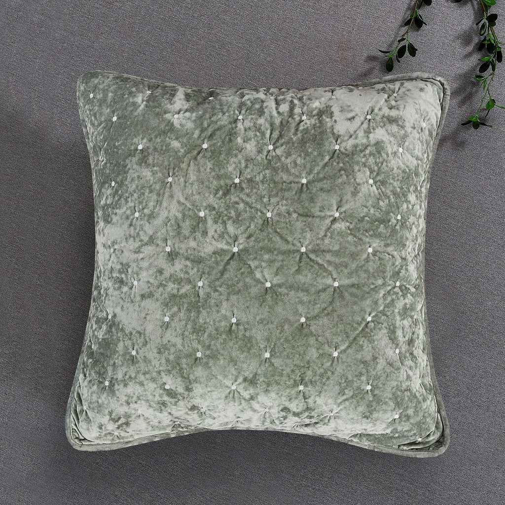 Tache Velvet Dreams Light Green Plush Diamond Tufted Cushion Covers / Euro Sham (JHW-853G)