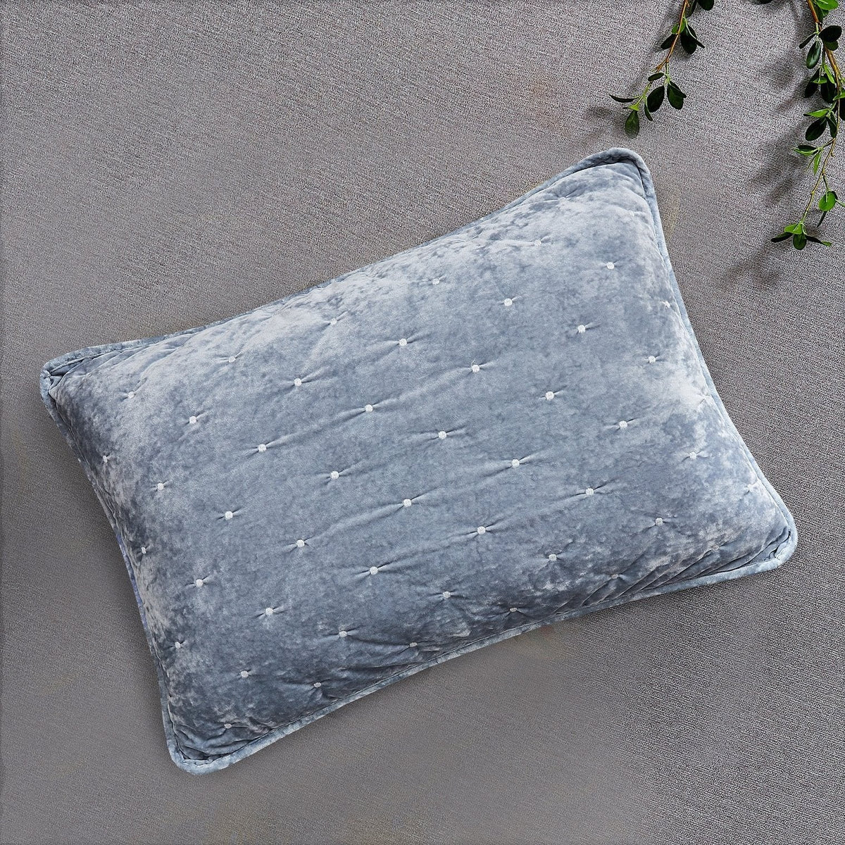 Tache Velvet Dreams Light Blue Plush Diamond Tufted Pillow Sham (JHW-853LB)