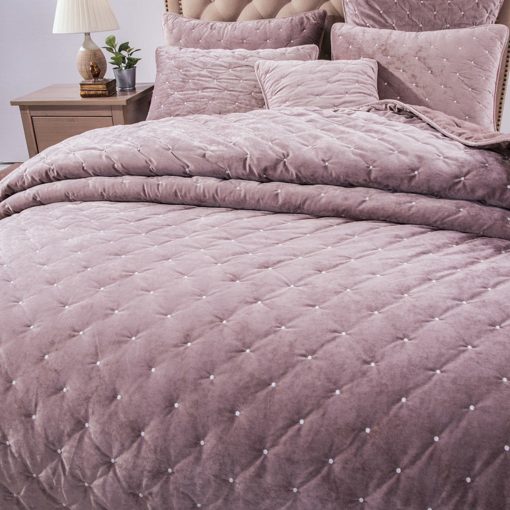 Tache Plush Dreams Purple Mauve Tufted Velvet Quilt Set (JHW-853P)