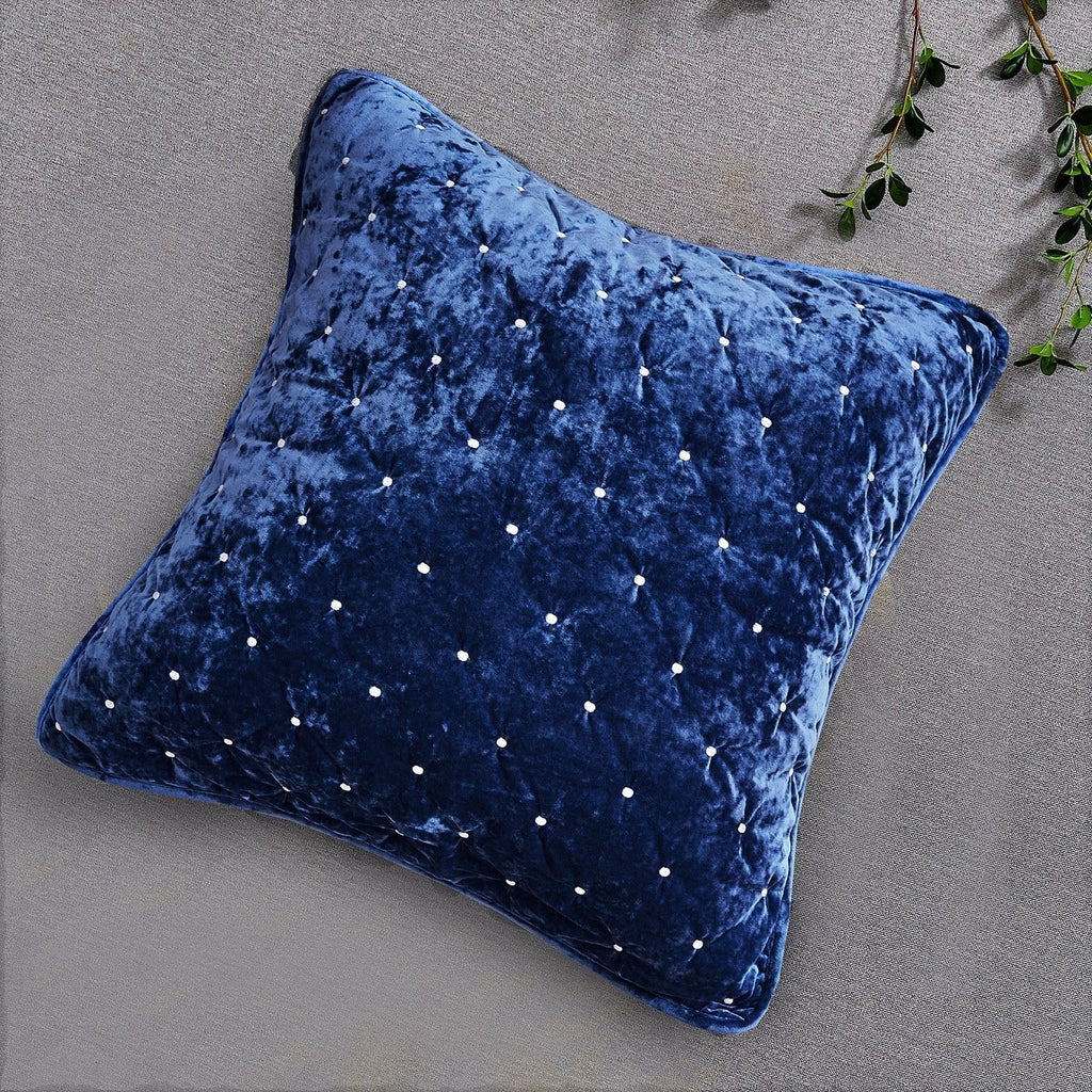 Tache Velvet Dreams Dark Blue Plush Diamond Tufted Cushion Covers / Euro Sham (JHW-853DB)