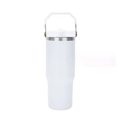 White Tumbler with Flip up Straw  30 oz Sublimation