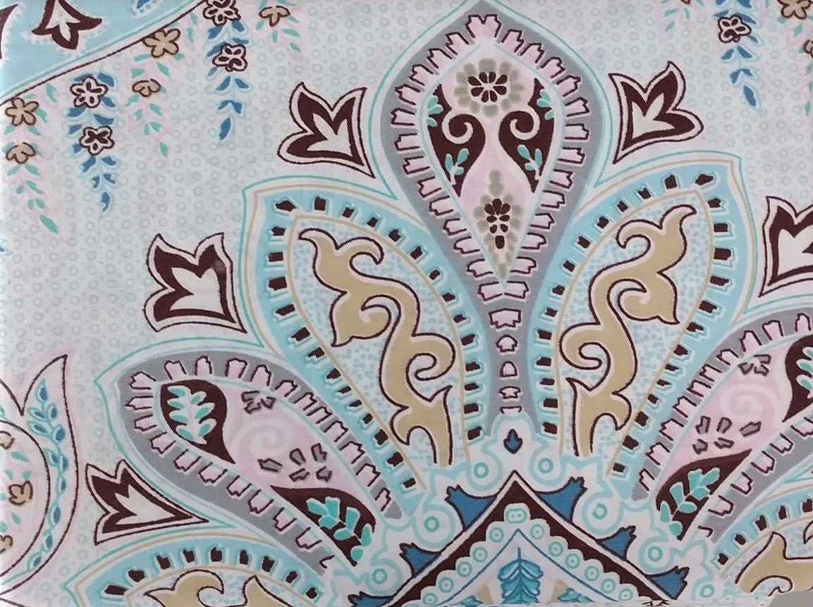 Tache Cotton Frozen Forest Blue Paisley Flat Sheet (2172FLT)