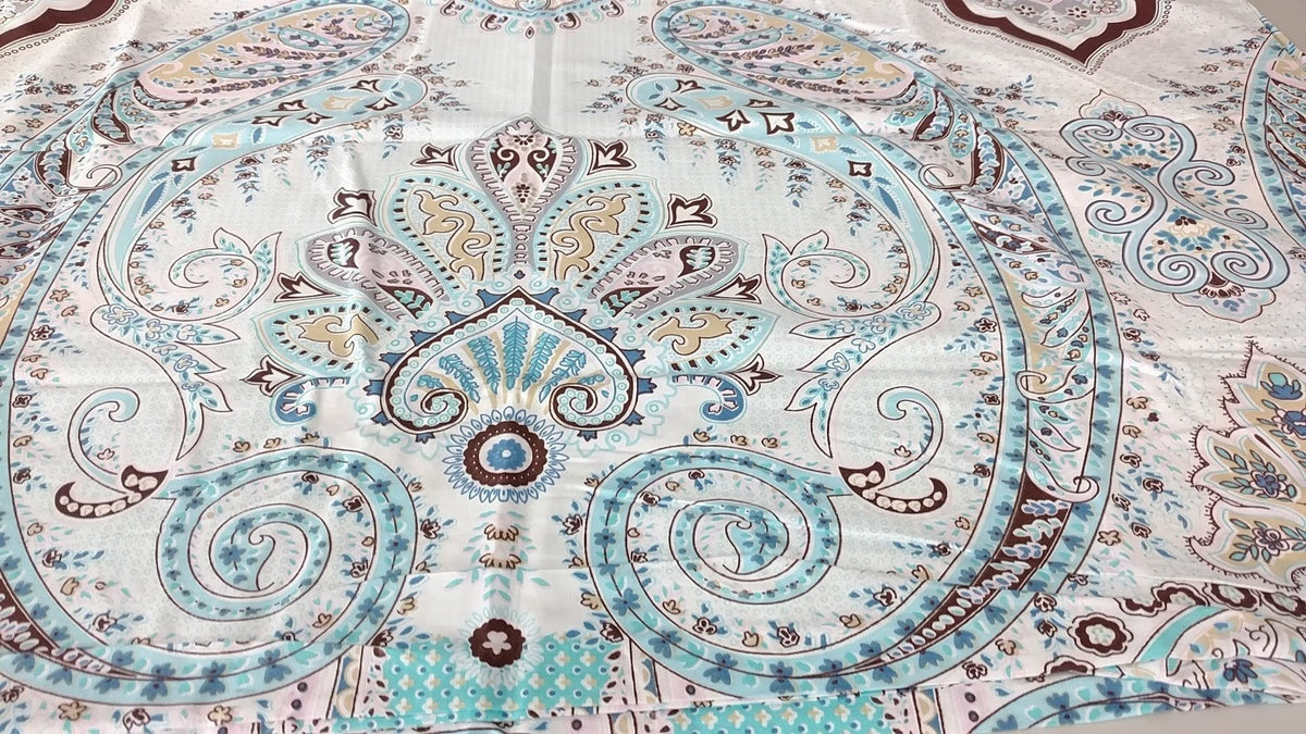 Tache Cotton Frozen Forest Blue Paisley Flat Sheet (2172FLT)