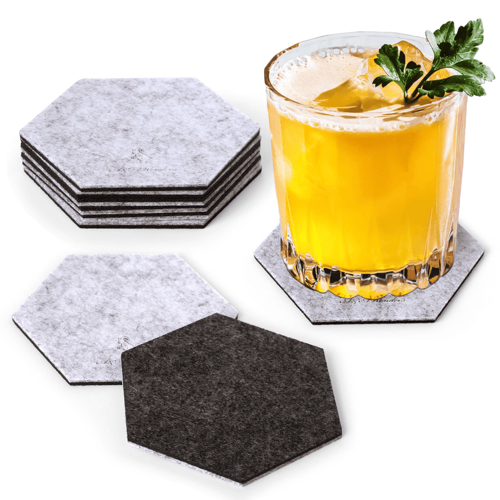 Premium Felt Coasters for Drink Set of 18 Pcs - (hexagon)