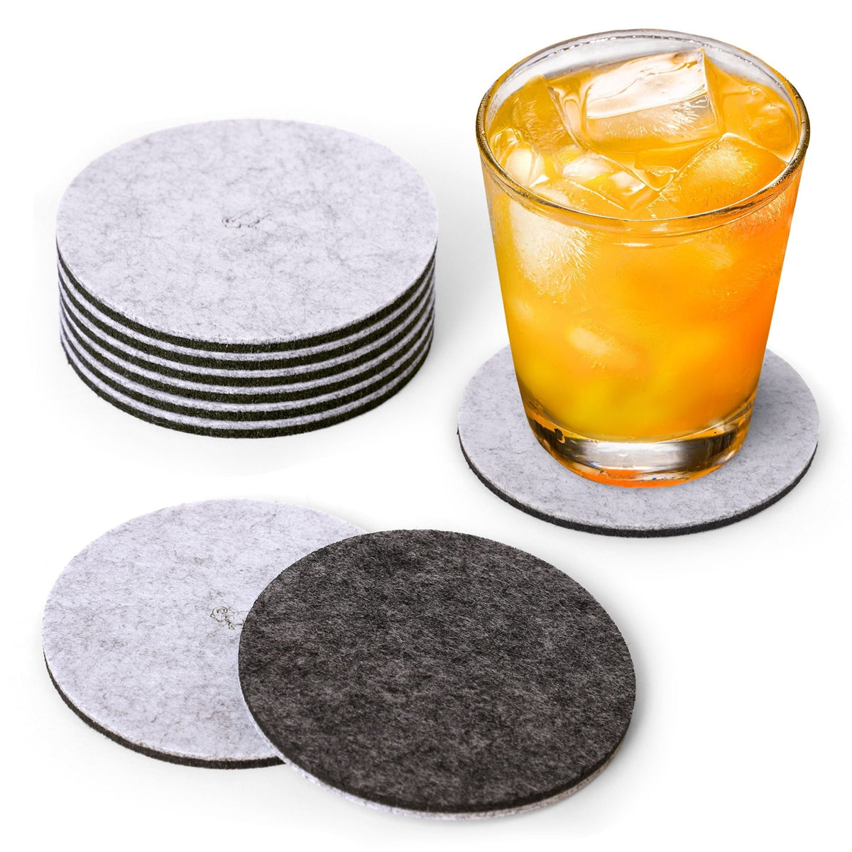Premium Felt Coasters for Drink Set of 18 Pcs - (Round)