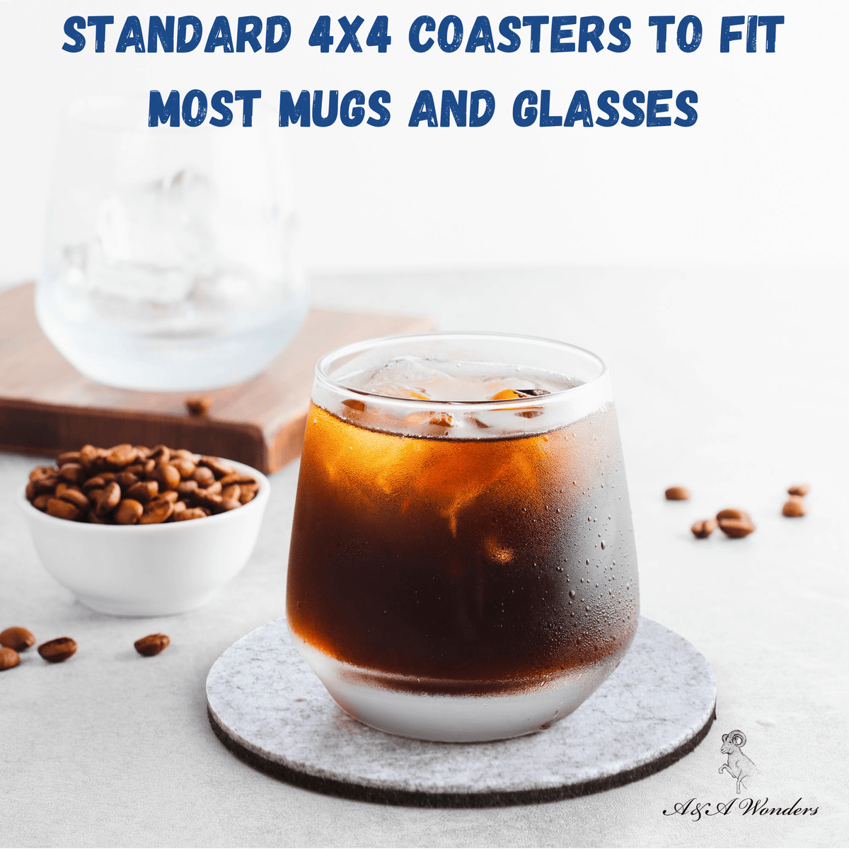Premium Felt Coasters for Drink Set of 18 Pcs - (Round)