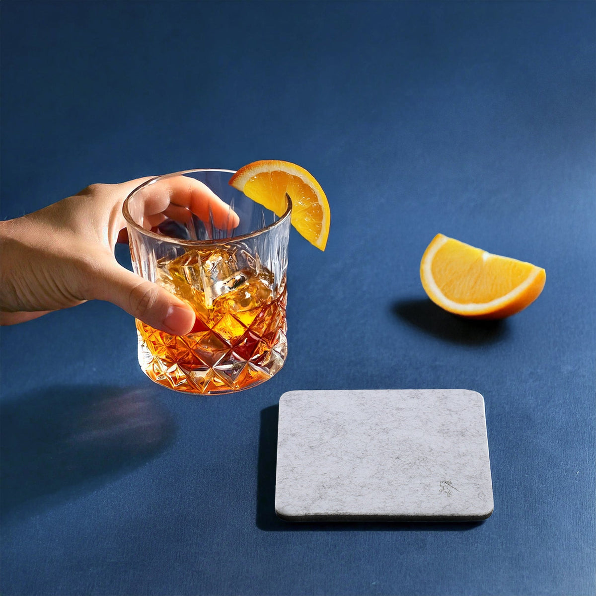 Premium Felt Coasters for Drink Set  - Two-Tone Reversible, Absorbent Felt Protects Furniture, Table, Anti Slip, Suitable for Drinks & All Table Types (square)